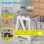 Foldable Bath Shower Safety Chair Seat Grey, Foldable and Anti-Slip Bench Bathtub Stool for Elderly or Seniors (Foldable ShowerChair 15.7" H Grey, Seat Size 12.4" x 8.3“