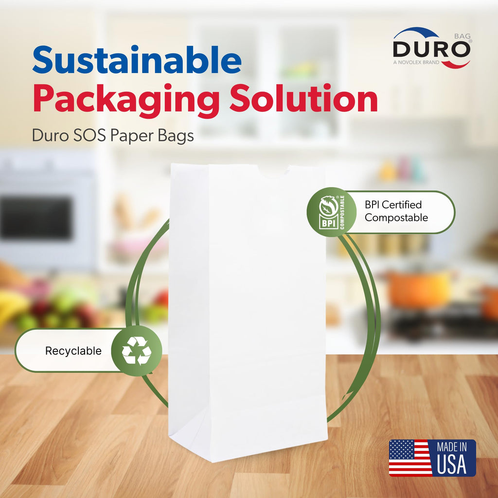 Duro 4# White Paper Bags 500-Count, White Sandwich Paper Bags, Candy, Snacks, Treats, Popcorn Bags & Bulk Disposable Lunch Sacks - 5.00 x3.12 x 9.75 Inches