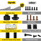 Fgruh 2300PCS M3 Screws with Nuts Assortment Kit, M3x4/6/8/12/16/20/25/30/35 mm Hex Socket Button & Cap Head Bolts Nut and Washers Set, 12.9 & 10.9 Grade Black Zinc Plated for DIY, 3D Printer