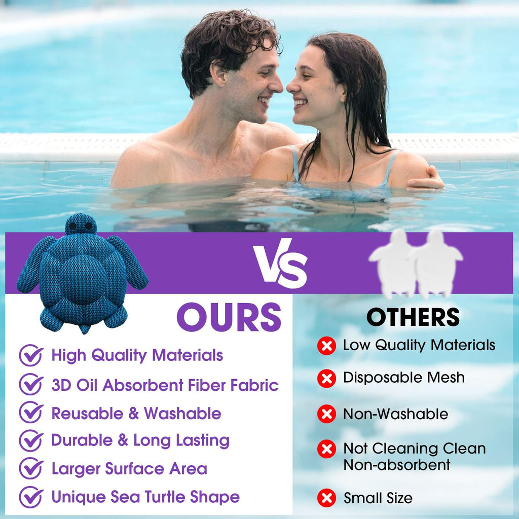 MAXDORIA Hot Tub Scum Absorber, 2 Pack Hot Tub Accessories for Adults, Turtle Hot Tub Sponge Scum Cleaner Gifts for Spa, Reusable Oil Absorbing Scumbug Remover Keeps Water Clean