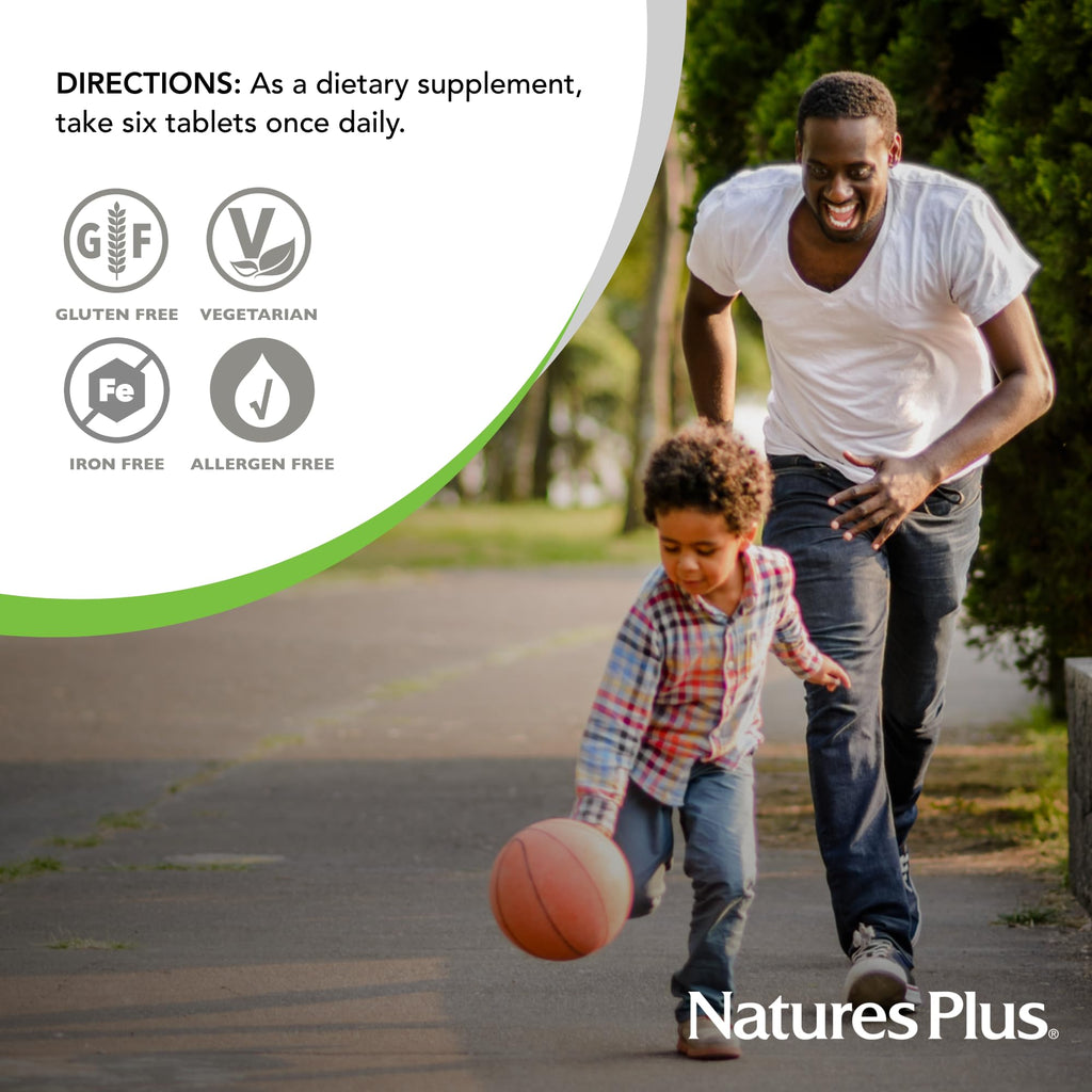 NaturesPlus Source of Life No Iron - 90 Mini-Tabs - Multivitamin & Mineral Supplement - Supports Natural Energy & Overall Well-Being - Gluten Free, Vegetarian - 15 Servings