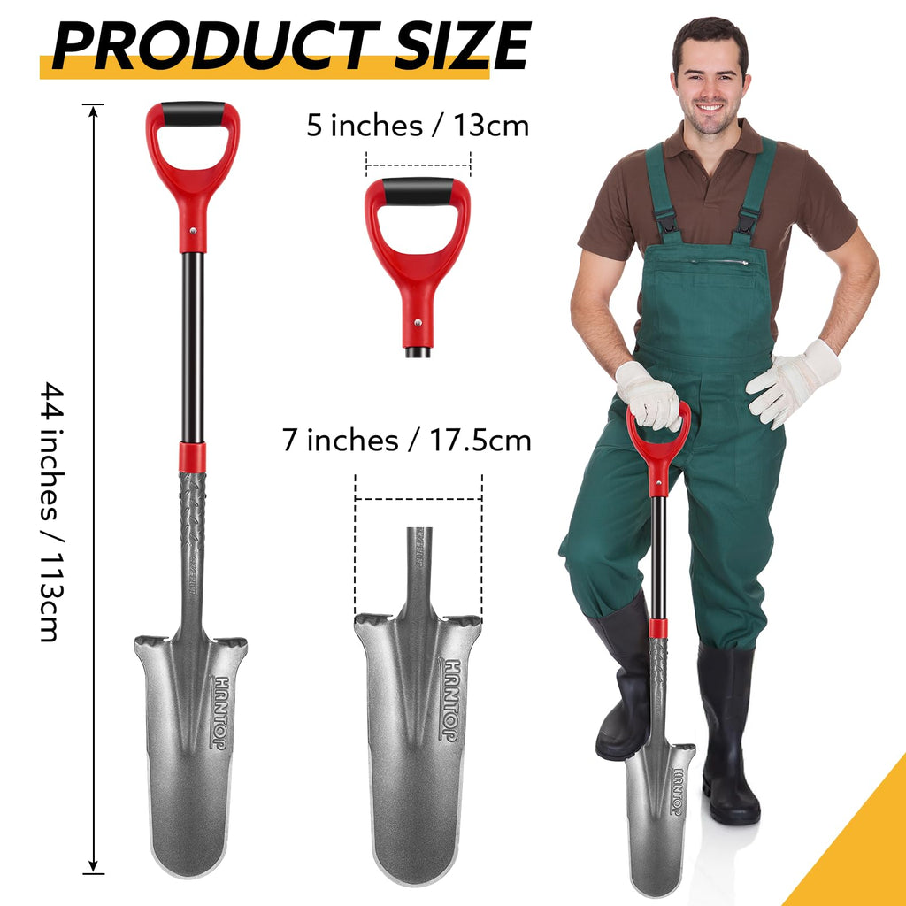 Hantop Drain Spade Digging Garden Shovel, 44 inches