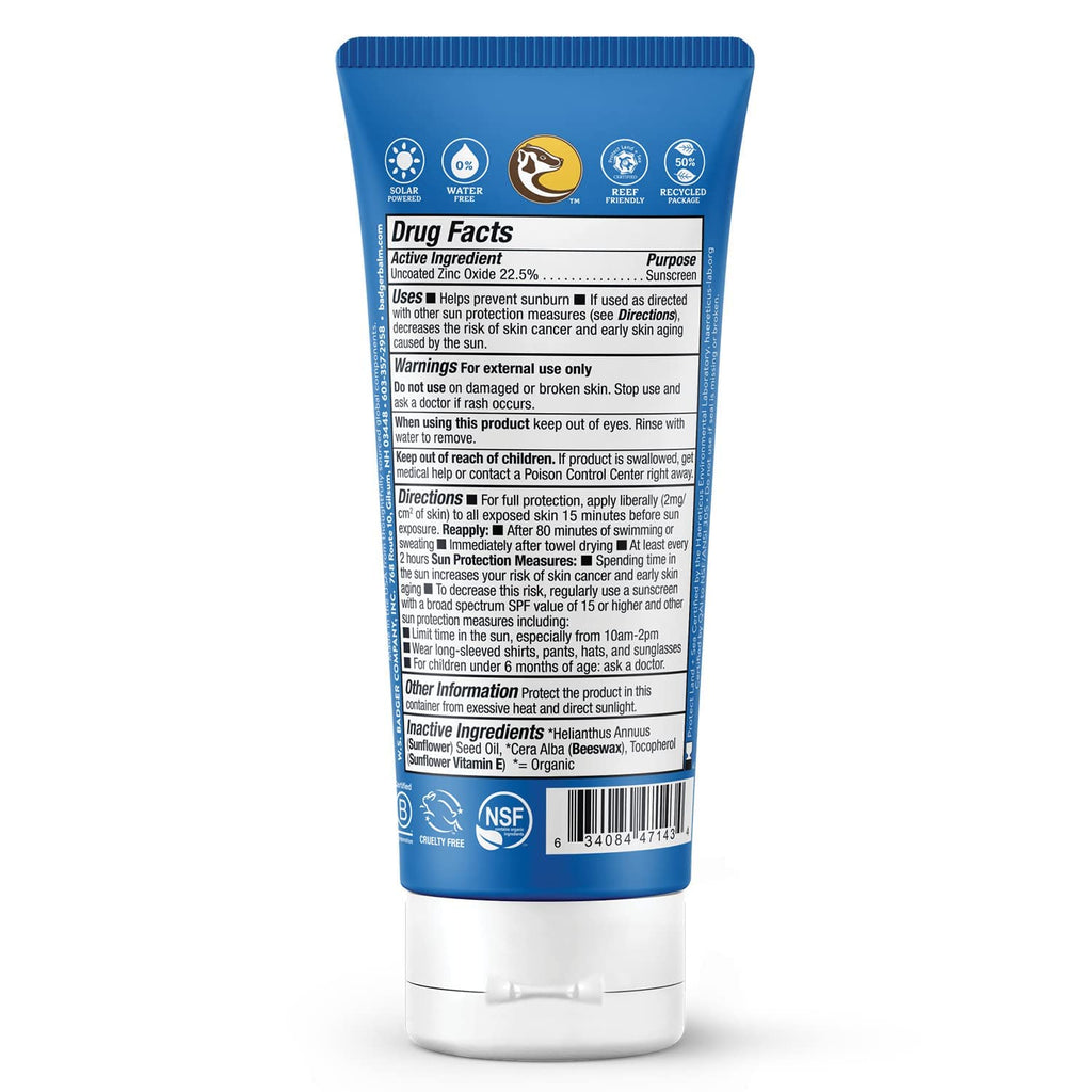 Badger Reef Safe Sunscreen, Unscented SPF 40 Sport Mineral Sunscreen, 98% Organic, Water Resistant Zinc, Approved for Hawaii & Mexico Reefs, 2.9 fl oz, 3-Pack