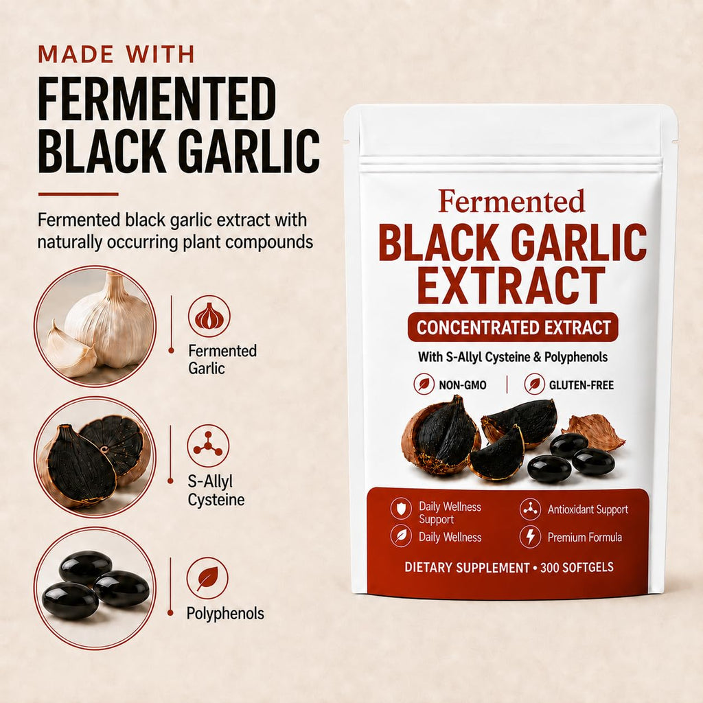 Lanural Fermented Black Garlic Extract, Daily Supplement, 300 Capsules