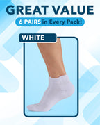 Doctor's Select Viscose Bamboo Ankle Diabetic Socks for Women and Men - 6 Pairs | Quarter Diabetic Socks for Women Size 9-11 | Viscose Bamboo Socks Woman | Edema Socks | White