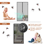 Upgraded Reinforced Pet Screen Door Thickened Cat Resistant Mesh Screen Door for Living Room, Bedroom, Patio, Dog Cat Scratch Proof Screen with Zipper Closure (Fits Door Size up to 36''x 82'', Black)