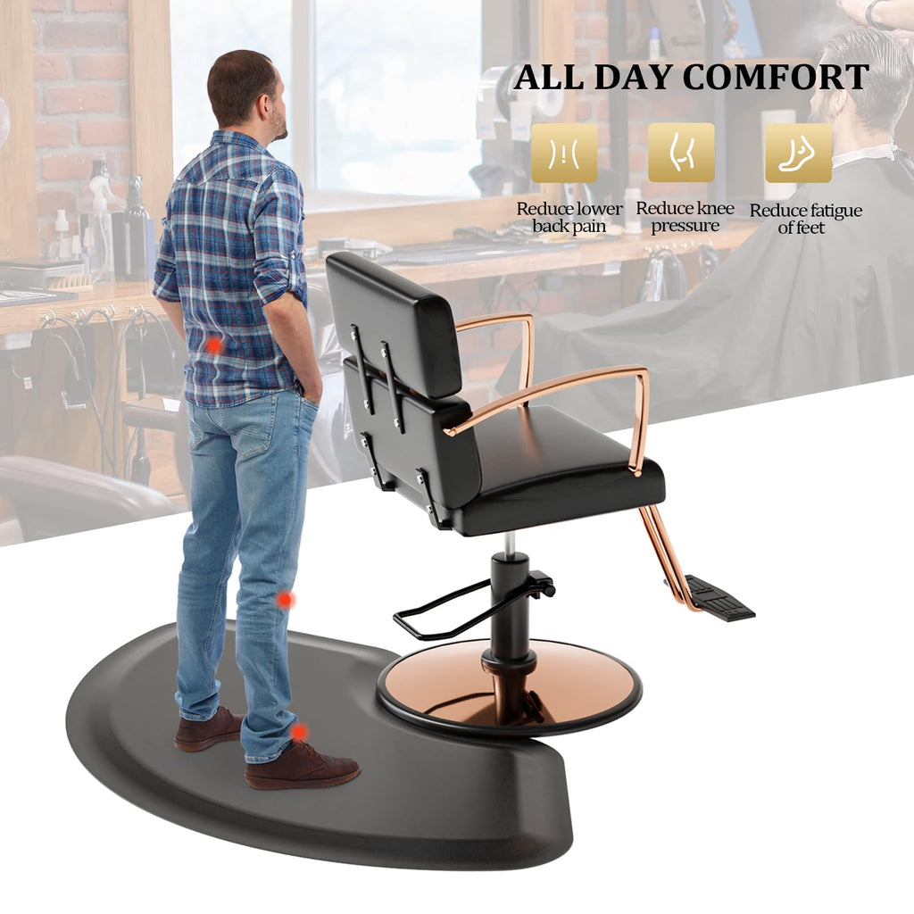 OmySalon Salon Floor Mat Anti Fatigue Thick Barber Chair Mats, Salon Mat for Hair Stylist Standing, Barbershop Beauty Spa Hairdressing Shampoo Equipment