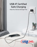 Anker Nano USB C to USB C Cable, 240W Fast Charging Cable (Black, 6ft)