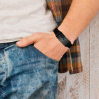 GLEZZA to My Bonus Dad American Flag Bracelet for Men, Christma Gifts