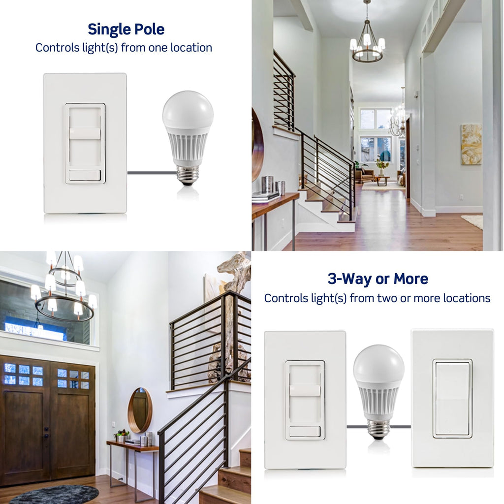 Leviton SureSlide LED Advanced Dimmer Switch for 150W Dimmable LED, Halogen and Incandescent Bulbs and Fixtures, 66741-T, Light Almond