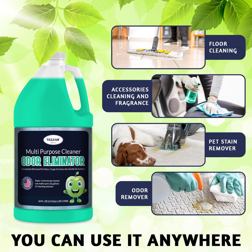 Multi Purpose Cleaner Pet Odor eliminator 64oz - Concentrate MAKES 32 GALLON - MADE IN USA- pH Neutral - Strong Floor Cleaner Odor eliminator - Stain Remover Cleaner & Deodorant (64 Fl Oz, Sky Breeze)