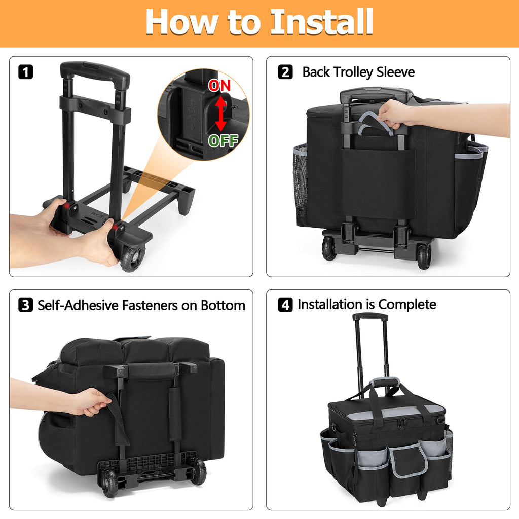 HODRANT Large Rolling Cleaning Caddy with Detachable Trolley & Lid