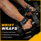 FITFIV Lifting Straps for Weightlifting, Lifting Wrist Straps for Gym Strength Training, Neoprene-padded Wrist Cushion - Men & Women