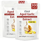 Elare Aged Garlic Extract – 300 Count 7500mg Odorless Organic Garlic Supplement for Heart & Immune Support – Non-GMO, All-Natural Softgels, 2-Year Matured for Antioxidant Wellness (2)