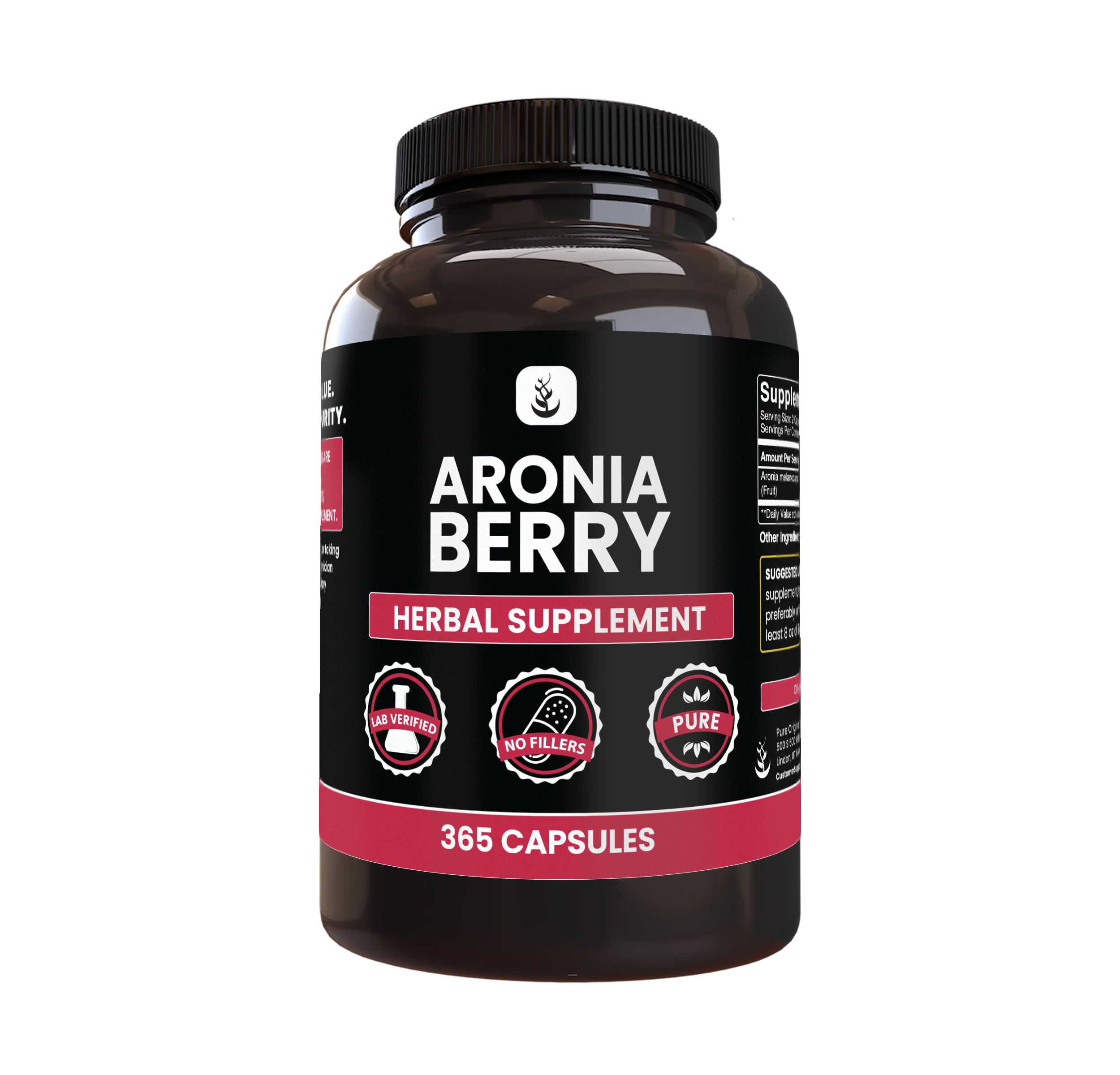 PURE ORIGINAL INGREDIENTS Aronia Berry Extract, (365 Capsules) Always Pure, No Additives Or Fillers, Lab Verified