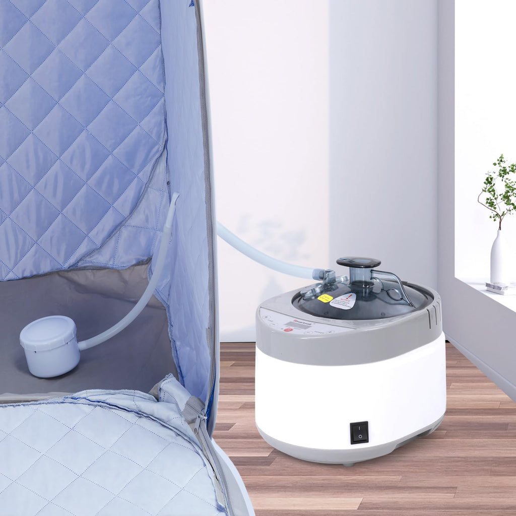 Smartmak Sauna Steamer, Portable 4L Upgraded 1500W Steam Pot Generator with Remote Control, Spa Machine with 99 Minutes Timer Display, Herbal Box for Body Detox, 110V US Plug