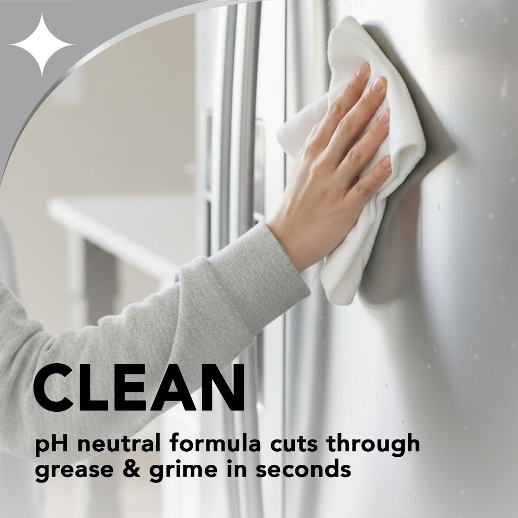 Weiman Stainless Steel Cleaner & Polish, Anti Fingerprint Spray Stainless Steel Cloth, Water Spots & Grease, No Streaks or Residue, Safe for Metal Polish, Chrome, Appliances, Fridge, Sinks & Grills