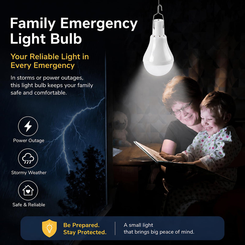 Solar Light Bulbs for Indoor Home and Chicken Coop, Outdoor Waterproof Camping Lamps for Tent, Rechargeable LED Solar Lights for Shed Night, Emergency, 2-Pack