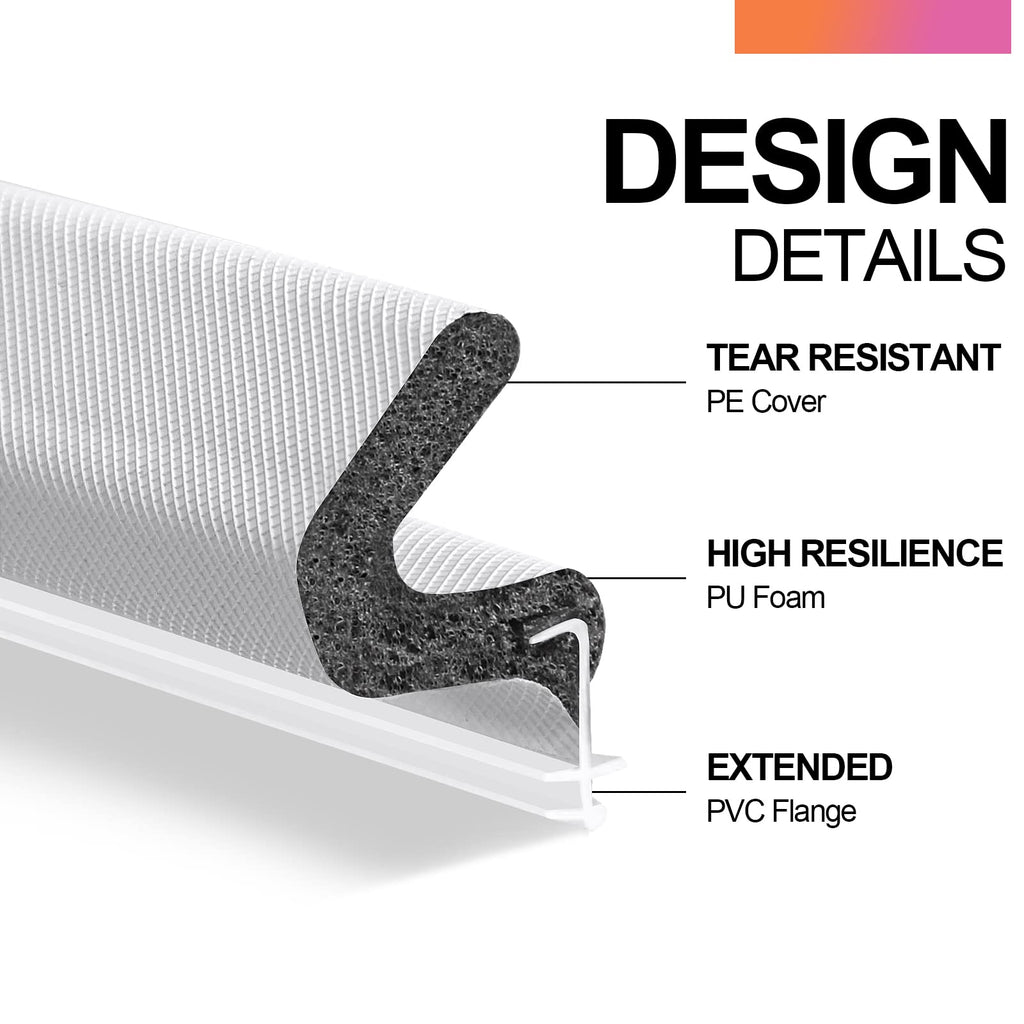 40FT Kerf V‑Shaped Weather Stripping Door Seal, Press‑in Seal for Pre‑Cut Slot Doors, Not Self‑Adhesive, Soundproof Draft Blocker for Exterior Front Doors, Fits Large Gaps, Easy DIY Install (White)