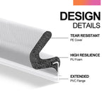 40FT Kerf V‑Shaped Weather Stripping Door Seal, Press‑in Seal for Pre‑Cut Slot Doors, Not Self‑Adhesive, Soundproof Draft Blocker for Exterior Front Doors, Fits Large Gaps, Easy DIY Install (White)