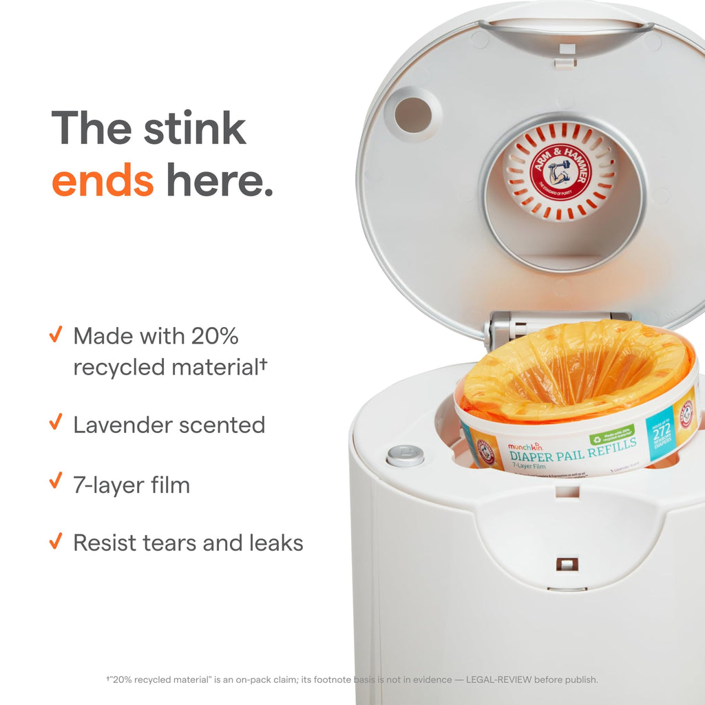 Munchkin Arm & Hammer Diaper Pail Refills, Lavender, 8 Pack