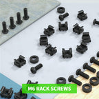 50 PACK M6 x 16mm Rack Mount Cage Nuts, Screws and Washers for Rack Mount Server Cabinet, Rack Mount Server Shelves, Routers, Rack Mount Screws and Square Insert Nuts, Self-Locking Cable Ties for Free