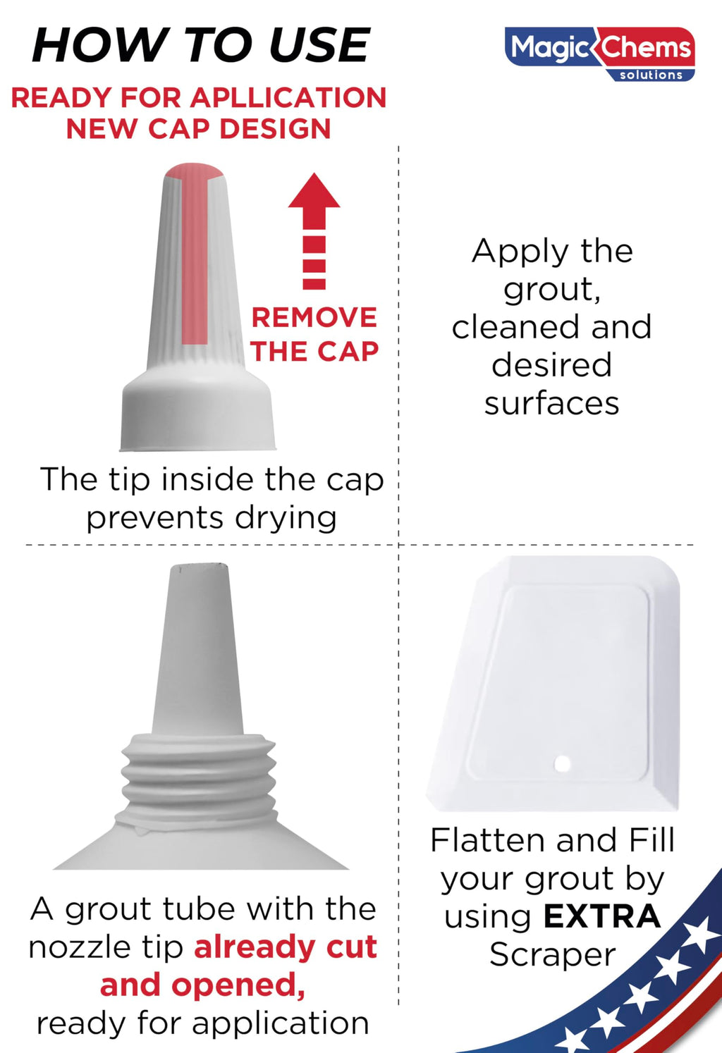 Magic Chems Tile Grout Repair, Grey 8.8 oz/250gr. Fast Drying Grout Repair Kit, Grout Filler Tube Repair Kit, Tile Grout Paint, Grout Sealer Restore and Renew Bathroom Floor, Tile Gaps, Joints, Lines