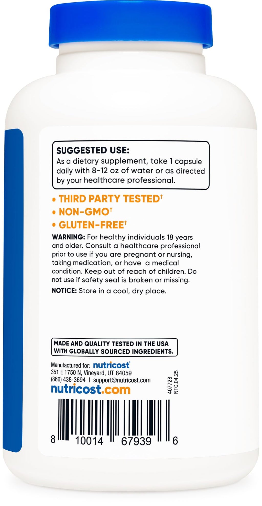 Nutricost L-Tyrosine 500mg, 180 Capsules (3 Bottles)