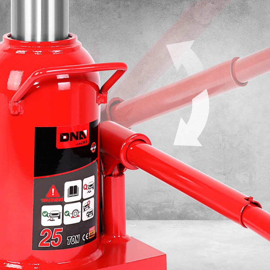 DNA Motoring 25 tons / 55115.5 lbs Lifting Automotive Welded Hydraulic Bottle Jack for Repair Vehicle, Pickup, Truck, w/Manual Handle, Red,TOOLS-00363