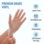 Powder Free Disposable Gloves Small, [1000 Count] - 4 Mil Clear Vinyl Gloves- Extra Strong, 4 Mil Thick - Latex Free, Food Safe, Medical Exam Gloves, Cleaning Gloves - 10 Boxes of 100