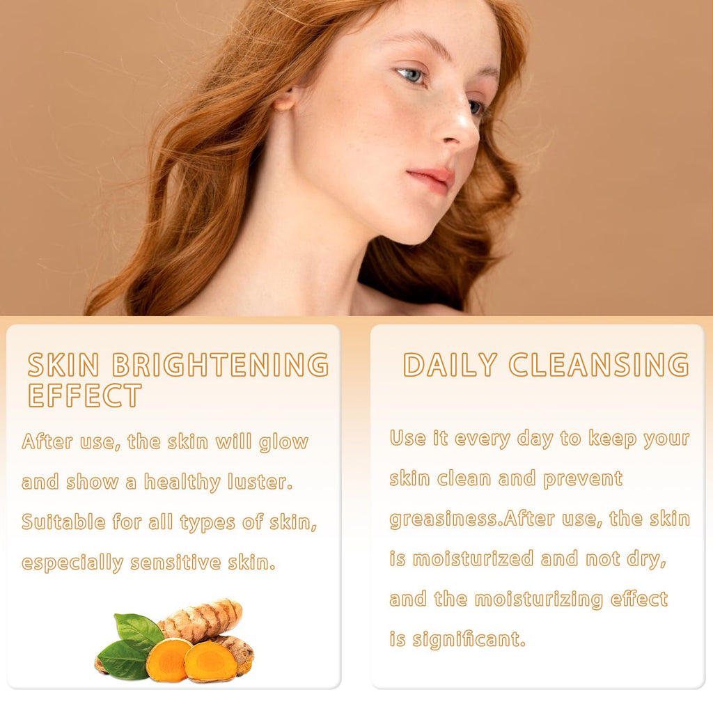 4Pcs Turmeric Wash and Care Three Piece Set,Turmeric Trio: Facial Wash,Cleansing Mousse & Soap for Skin Care,Turmeric Cleansing Exfoliating Pads,Turmeric Face Wash for Face & Body