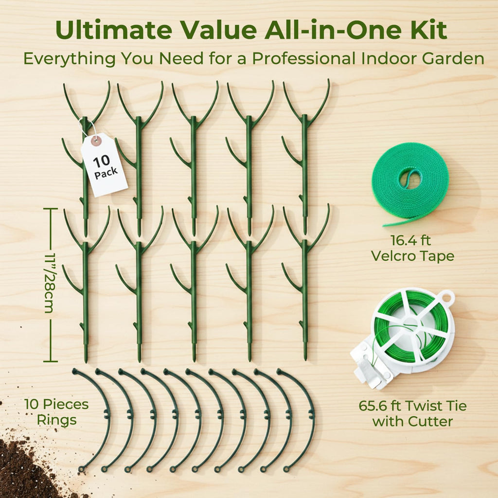 Monstera Plant Support Stakes Indoor - 10 Pack Stackable Garden Trellis for Potted Climbing Pothos Support - Durable All-in-One Tall Plant Sticks Pole for Modern Home Gardening (10 Pack)