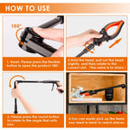 THINKWORK Grabber Reacher Tool, 0°-180° Angled Arm, 90° Rotating Head, 32” Foldable Claw Grabber with"LED Light", Garbage Collector, Arm Extension Picker for Elderly, Pregnant Women&Sanitation Workers