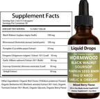 ipxkwll Prozen Wormwood Gut Cleanse Liquid Drops, Black Walnut Wormwood Clove Liquid Extract with Soursop & Oregano Oil - Supports Digestive Health, Energy Boost - 2 Fl Oz (1)