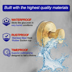 Bntuk Suction Cup Hooks for Shower, Towel Hooks for Bathroom Window Glass, Bath Robe Looafh Hook for Hanging - 2 Pack, Gold