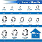Seept 170Pcs 13 Sizes 304 Stainless Steel Single Ear Hose Clamps 5.3-31.6mm Crimp Hose Clamps Assortment Kit Perfect for Automotive/Home Appliance/Water Pipe and Fuel Line