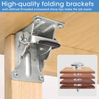 4 Pack Locking Hinge for Folding Leg Brackets,Heavy Duty Folding Brackets 90 Degree Self Locking Folding Hinge for Table Legs Furniture（Silver）