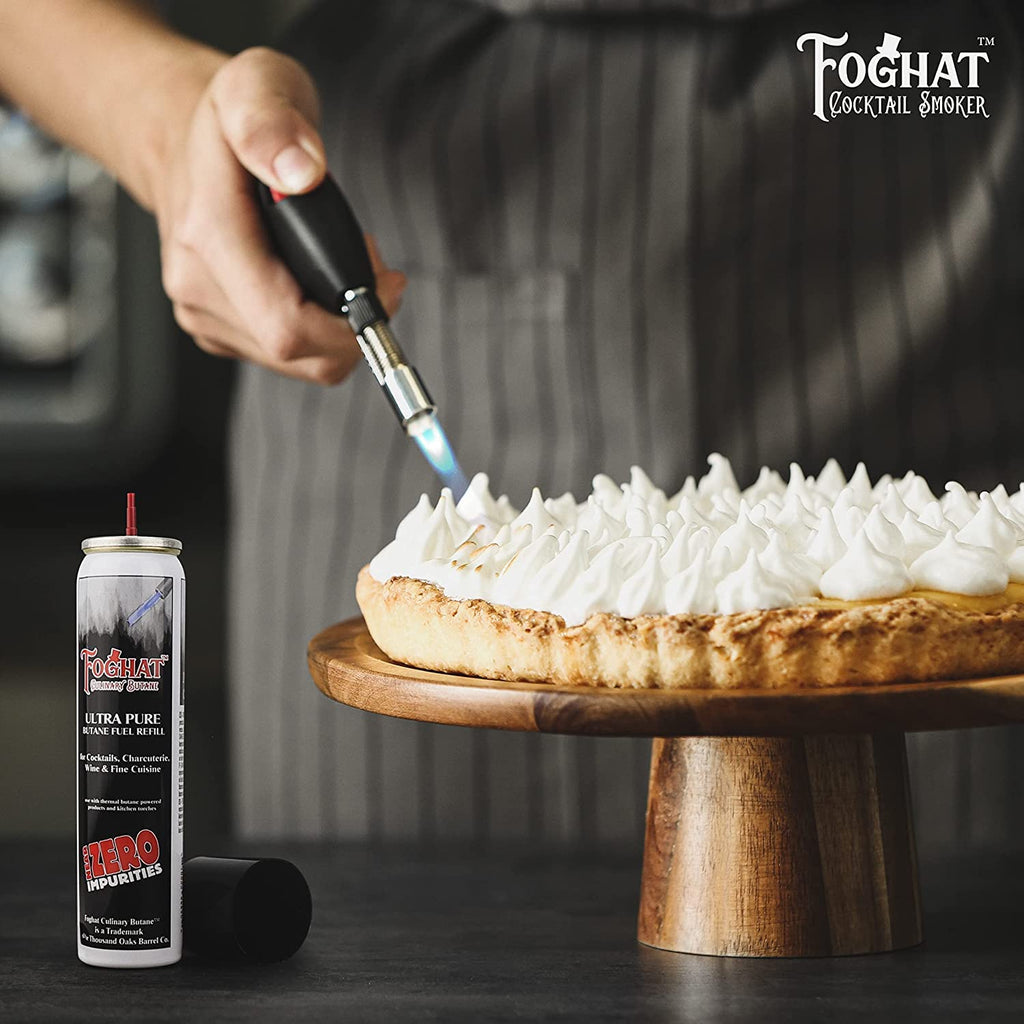 Foghat Culinary Butane Fuel Refill (3 x 60ml) - Torch Lighter Butane Refill Canister, Fits All Kitchen Smoking Torches - Food Grade Ultra Refined For Cocktail Smoker Kit, Creme Brulee Torch