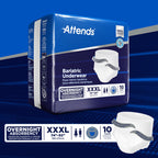 Attends Bariatric Adult Incontinence Underwear, 3X-Large (74-92"), [10 Count] - Overnight Absorbency for Men and Women, Disposable Pull-On Diapers with Tear-Away Sides, AU60
