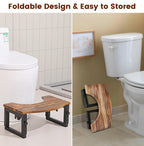 Toilet Stool Foldable,7,8,9 in Adjustable Height,Acacia Wood Poop Stool for Potty Training,Squat Potty for Adults,Squatting Position Helps Improves Bowel Health&Relieves Constipation (Patent Pending)