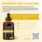Venture Pal Vitamin B Complex Liquid Drops, B12 Methylcobalamin | B9 Folic | B1,B2,B3,B5,B6,B15 - Vitamin C, Choline, Inositol, Immune & Energy Metabolism, Brain & Heart Support