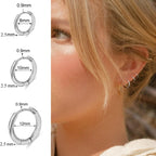 BLISI 3 Pairs ASTM F136 Titanium Silver Hoop Earrings 8mm/10mm/12mm Thick Lightweight Huggie Hoops Earrings for Women Hypoallergenic Sleeper Earrings for Sensitive Ears