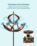 Cyan Oasis Wind Spinners Outdoor for Yard - Extra Large 86" H Metal Kinetic Yard Art, Wind Sculpture Spinner Garden Decor, Catches Every Breeze & Weather Resistant