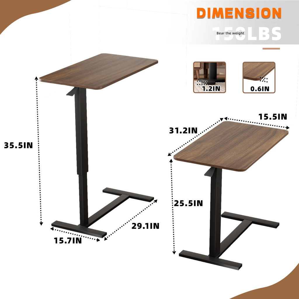 NIUTN Overbed Bedside Table with Wheels, Adjustable Hospital Over Bed Table, Rolling Laptop Table, Medical Bed Side Table