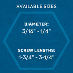 Tapcon 1/4 x 2-3/4 Inch Black Hex Head Concrete Anchors, 300 PCS, Corrosion Resistant Climaseal™ Coating, Heavy-Duty Concrete and Masonry Screws, Superior Holding Strength, Drill Bit Included