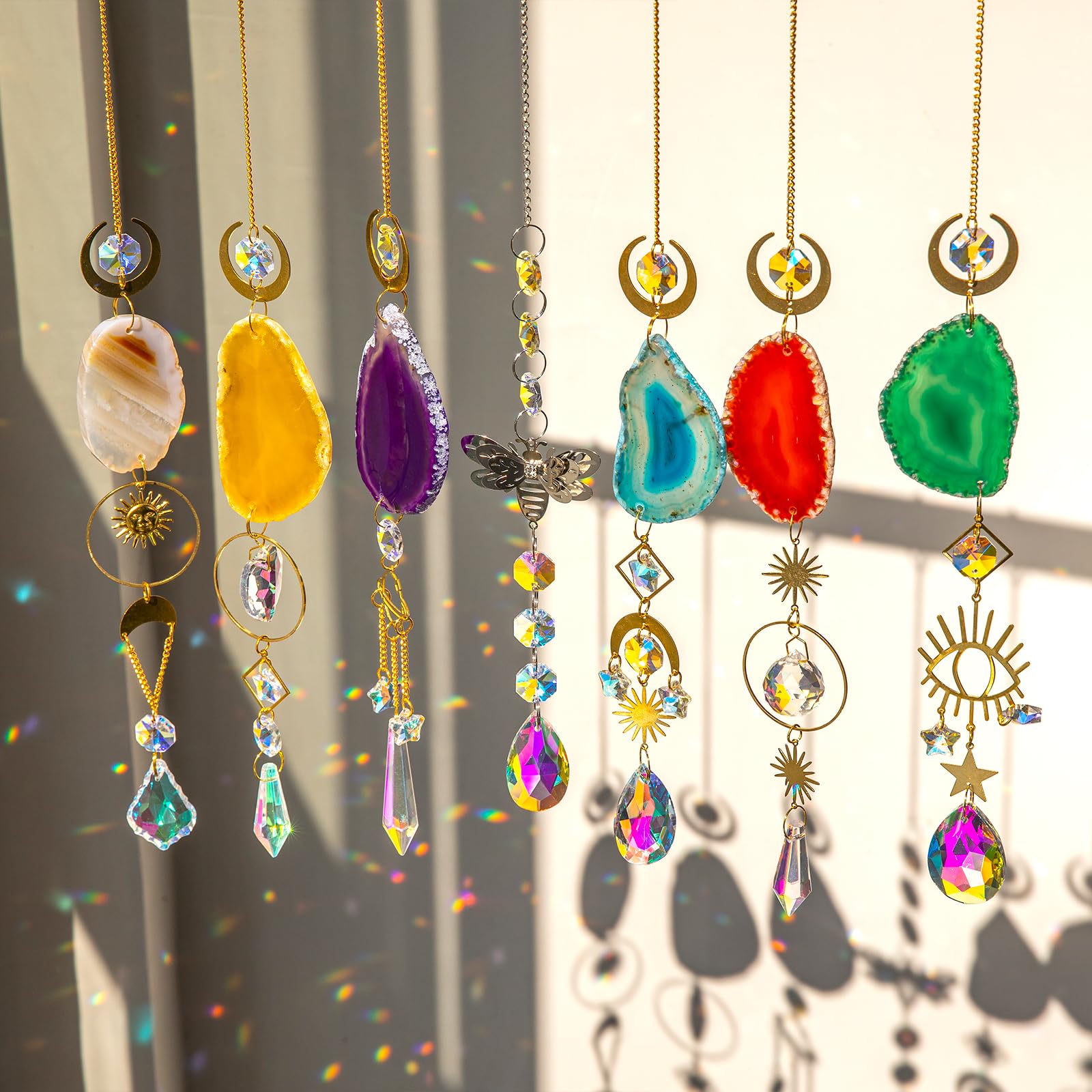 BlumWay Crystal Suncatcher, Hanging Suncatchers with Crystals Light, 7 PCS