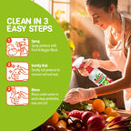Dr. Robaina Fruit & Veggie Wash – Produce Cleaner Spray 32 fl oz | Removes Waxes & Harmful Residue | No Aftertaste | Baby-Safe Plant-Based Formula | Made in USA