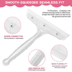 LTLUTU 8" Silicone Shower Squeegee for Glass Doors with Silver Hair Comb Set, Bathroom,Kitchen Safe Water Blade, Car Window,Mirror, Tile Scraper — Ideal for Hair Care and Glass Cleaning