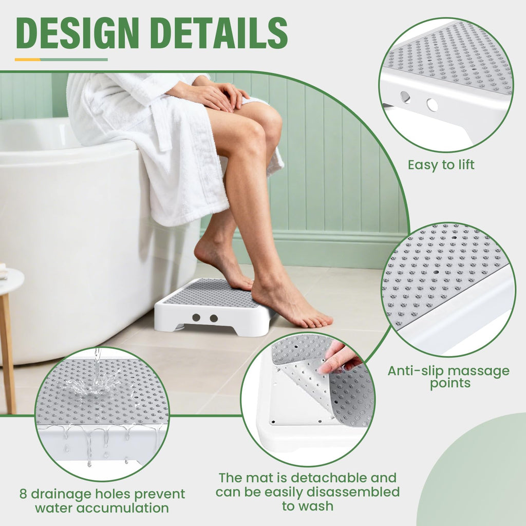 SOYO Mobility One Step Stool, Heavy Duty Indoor Outdoor Non-Slip Small Step Platform Assistive Device for Adult Elderly, Standing Support and Step Riser for Car, Bed, Door, Stair, Bathroom, White-Gray