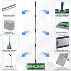 Microfiber Mops for Hardwood Floor Cleaning: MEXERRIS Flat Floor Mop with 4 Washable Pads 59" Adjustable Handle - Dust Dry Mops for Kitchen Bathroom Tile Laminate Wood Vinyl - Home Commercial Mop